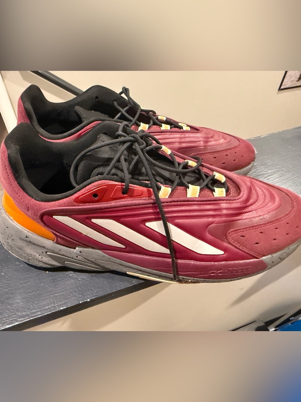 adidas Maroon and White Running Shoes with Black Details